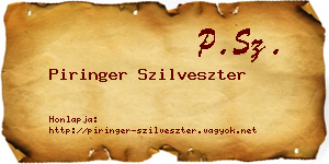Piringer Szilveszter névjegykártya